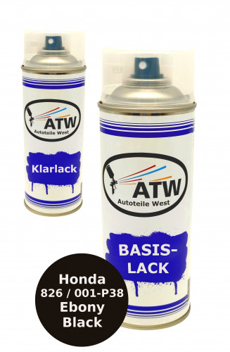 Autolack für Honda 826 / 001-P38 Ebony Black+400ml Klarlack Set